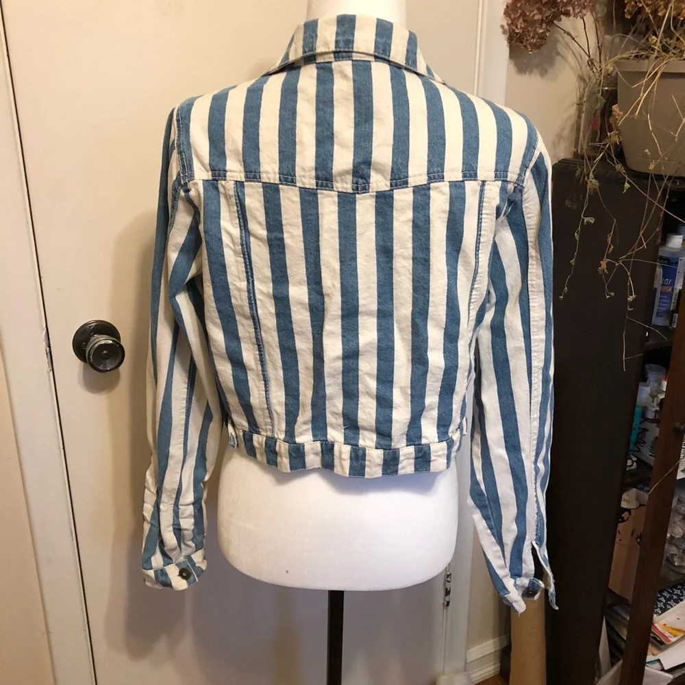 Y2K 90s striped jean jacket - Picture 3 of 8